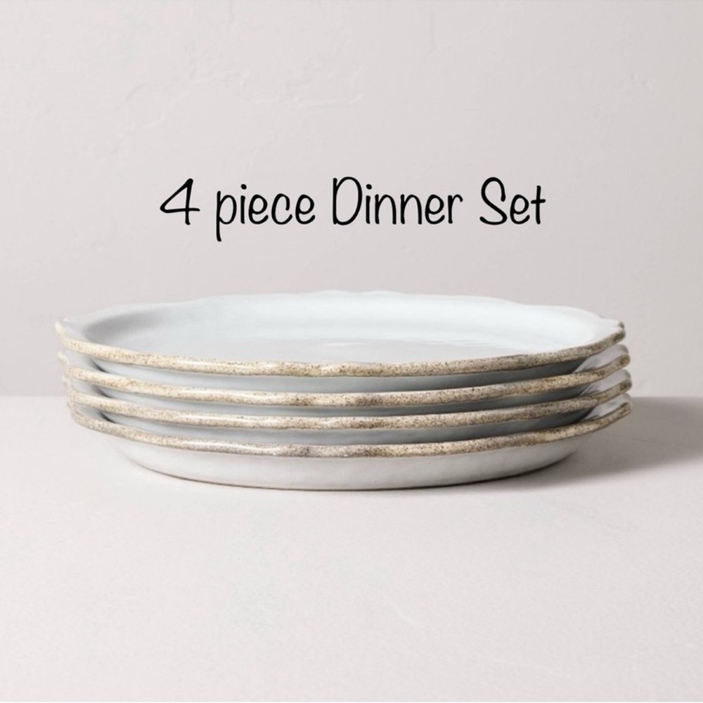 **Set of 4** Carved Edge Dinner Plate Cream - Hearth & Hand™ with Magnolia NEW!